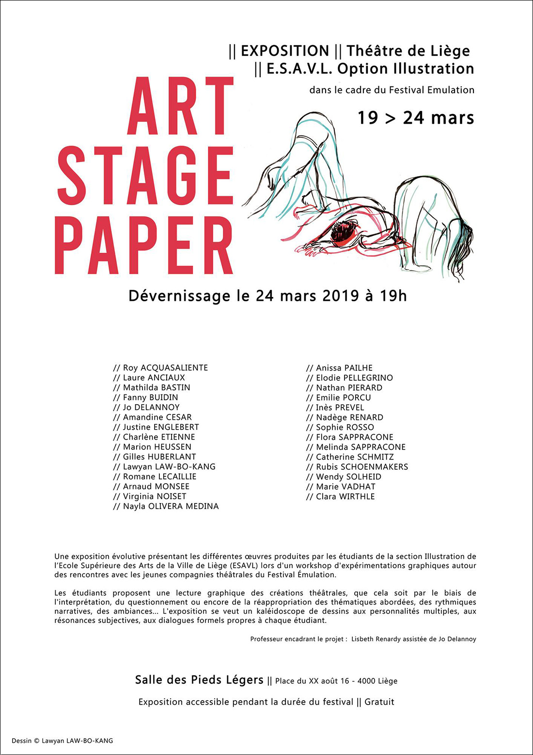 L'Atelier d'Illustration de l'ÉSAVL-ARBAL participe au Festival Émulation  du Théâtre de Liège - Beaux-Arts de Liège